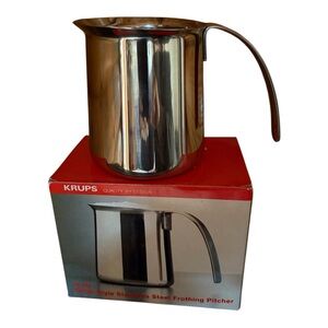 Krups new with box stainless steel Italian style frothing pitcher